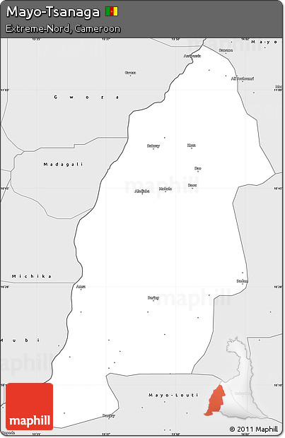 Silver Style Simple Map of Mayo-Tsanaga