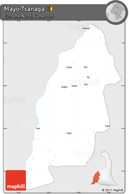 Silver Style Simple Map of Mayo-Tsanaga, single color outside