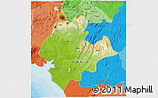 Physical 3D Map of Littoral, political shades outside