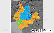 Political 3D Map of Littoral, darken, desaturated