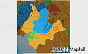 Political 3D Map of Littoral, darken