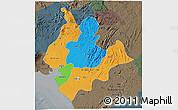 Political 3D Map of Littoral, darken, semi-desaturated