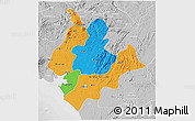 Political 3D Map of Littoral, lighten, desaturated