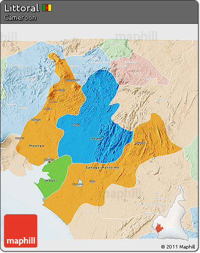 Political 3D Map of Littoral, lighten