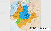 Political 3D Map of Littoral, lighten