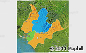 Political 3D Map of Littoral, satellite outside