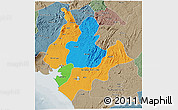 Political 3D Map of Littoral, semi-desaturated