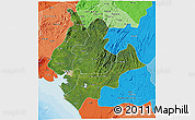 Satellite 3D Map of Littoral, political shades outside