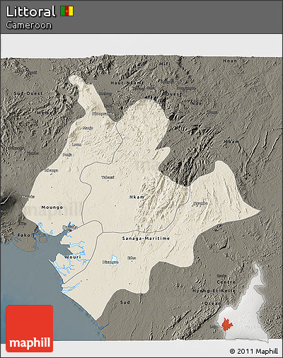 Shaded Relief 3D Map of Littoral, darken