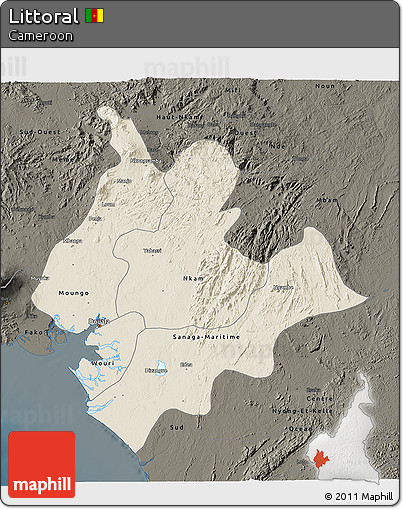 Shaded Relief 3D Map of Littoral, darken
