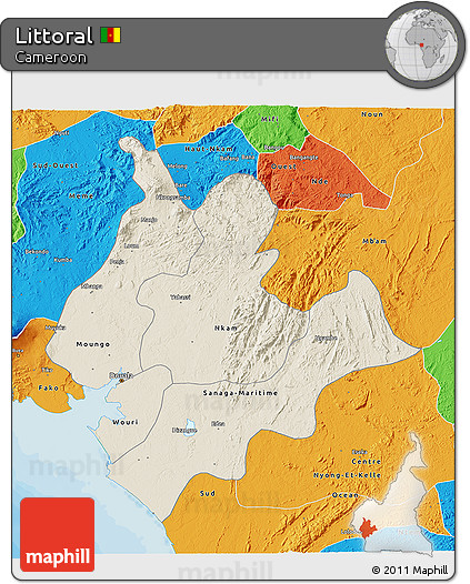 Shaded Relief 3D Map of Littoral, political outside