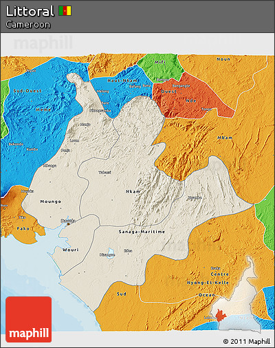 Shaded Relief 3D Map of Littoral, political outside