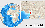 Shaded Relief Location Map of Littoral, within the entire country