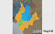 Political Map of Littoral, darken, semi-desaturated
