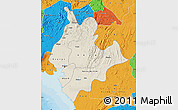 Shaded Relief Map of Littoral, political outside