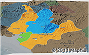 Political Panoramic Map of Littoral, darken, semi-desaturated