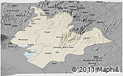 Shaded Relief Panoramic Map of Littoral, darken, desaturated