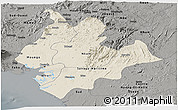 Shaded Relief Panoramic Map of Littoral, darken, semi-desaturated
