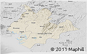 Shaded Relief Panoramic Map of Littoral, desaturated