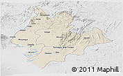 Shaded Relief Panoramic Map of Littoral, lighten, desaturated
