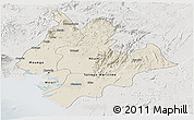 Shaded Relief Panoramic Map of Littoral, lighten, semi-desaturated
