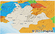 Shaded Relief Panoramic Map of Littoral, political outside