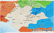 Shaded Relief Panoramic Map of Littoral, political shades outside