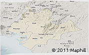 Shaded Relief Panoramic Map of Littoral, semi-desaturated