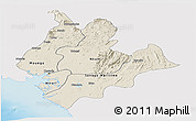 Shaded Relief Panoramic Map of Littoral, single color outside