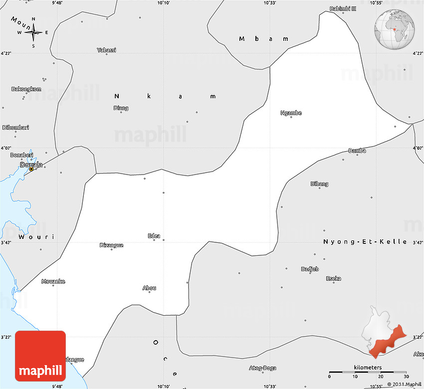 Silver Style Simple Map of SanagaMaritime