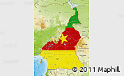 Flag Map of Cameroon, physical outside, flag rotated