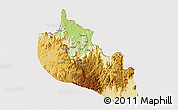 Physical 3D Map of Donga-Mantung, cropped outside
