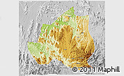 Physical 3D Map of Menchum, lighten, desaturated