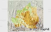 Physical 3D Map of Menchum, lighten, semi-desaturated