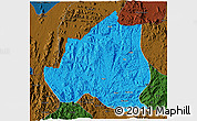 Political 3D Map of Menchum, darken