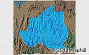 Political 3D Map of Menchum, darken, semi-desaturated