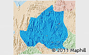 Political 3D Map of Menchum, lighten