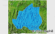 Political 3D Map of Menchum, satellite outside
