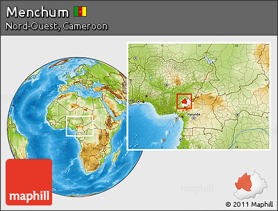 Physical Location Map of Menchum, highlighted parent region, within the entire country