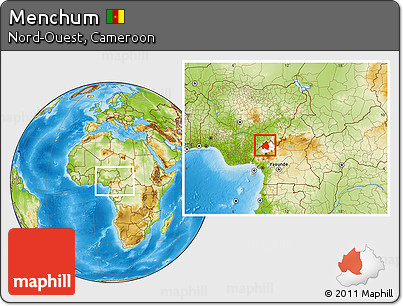 Physical Location Map of Menchum, highlighted parent region, within the entire country