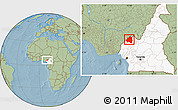 Savanna Style Location Map of Menchum, highlighted country, hill shading