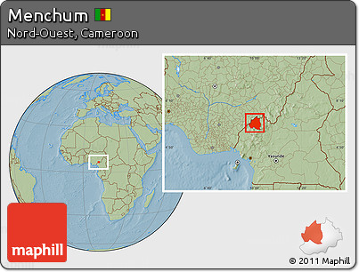Savanna Style Location Map of Menchum, hill shading