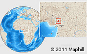 Shaded Relief Location Map of Menchum, within the entire country