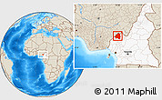 Shaded Relief Location Map of Menchum, highlighted country