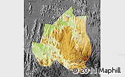 Physical Map of Menchum, darken, desaturated