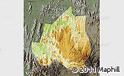 Physical Map of Menchum, darken, semi-desaturated