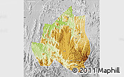 Physical Map of Menchum, lighten, desaturated
