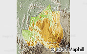 Physical Map of Menchum, semi-desaturated