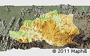 Physical Panoramic Map of Menchum, darken, semi-desaturated