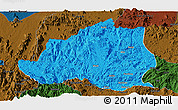 Political Panoramic Map of Menchum, darken